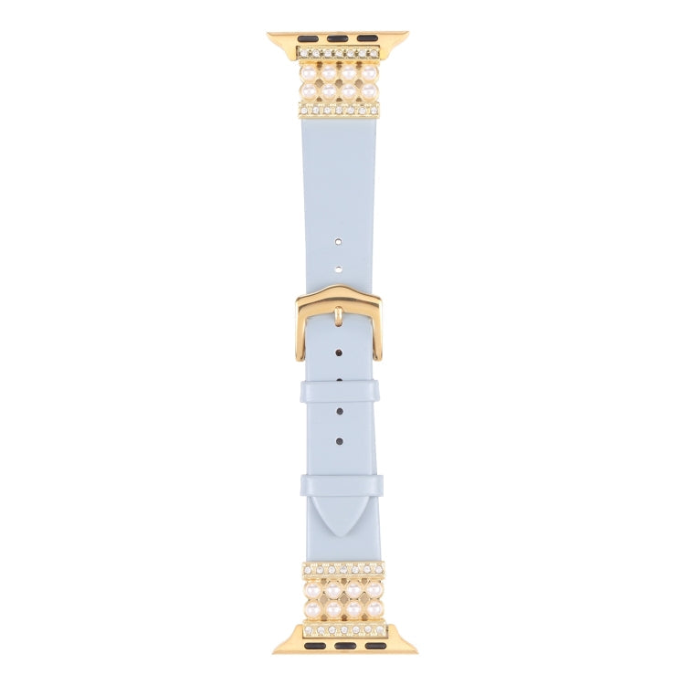 Pearl Diamond Leather Watch Band For Apple Watch Series