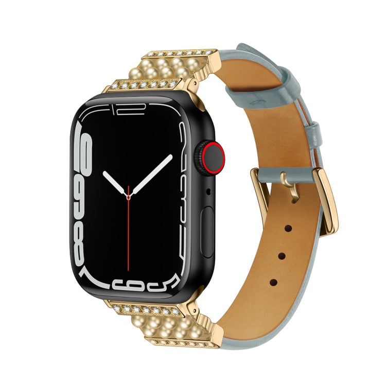 Pearl Diamond Leather Watch Band For Apple Watch Series