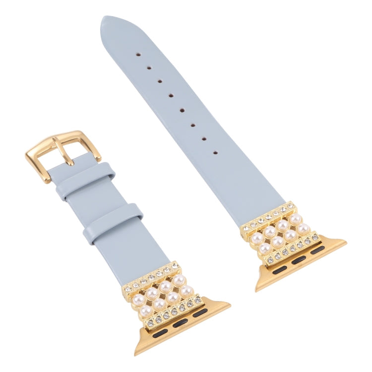 Pearl Diamond Leather Watch Band For Apple Watch Series