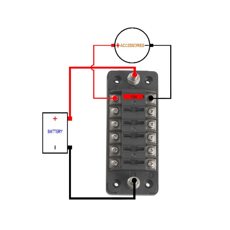 6 Way Fuse Box Blade Fuse Holder with Negative for Auto Car Truck Boat