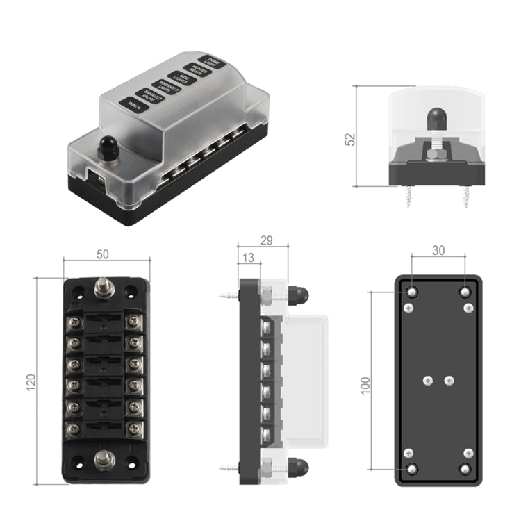 6 Way Fuse Box Blade Fuse Holder with Negative for Auto Car Truck Boat ÎҵÄÉ̵ê