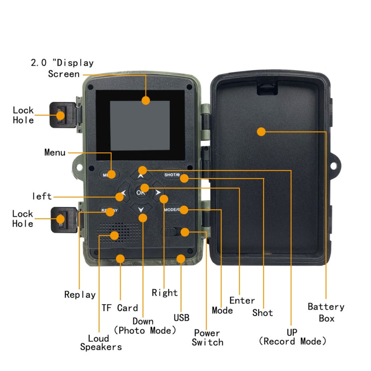 PR1000 2 Inch LCD Screen Infrared Night Vision Motion Wildlife Hunting Trail Camera Reluova