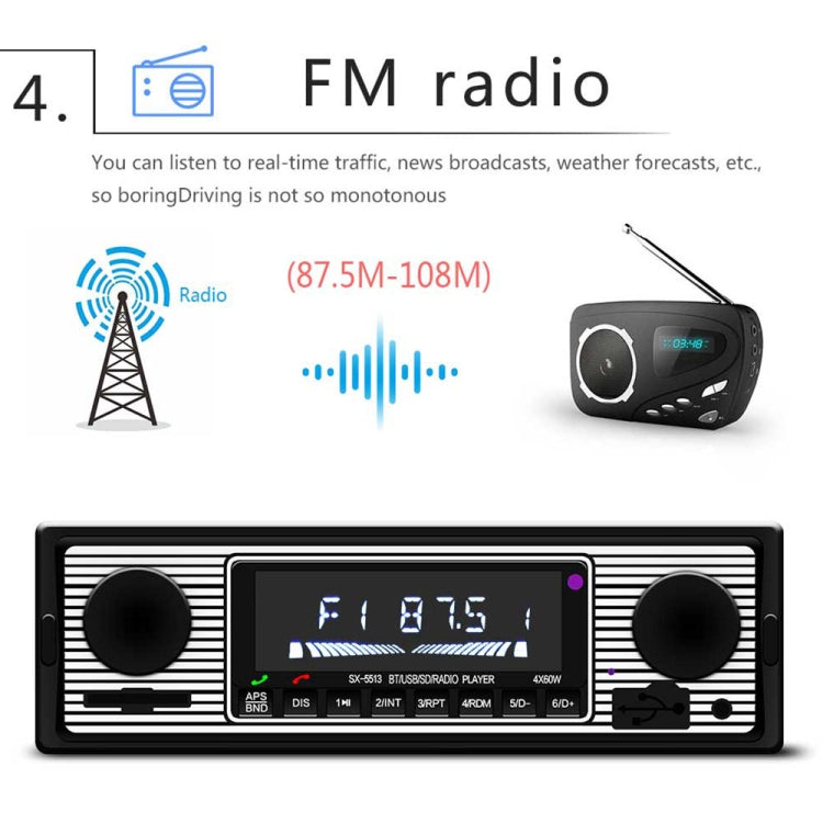 SX-5513 Car LCD Bluetooth 12V MP3 Player, Support FM / TF / U Disk