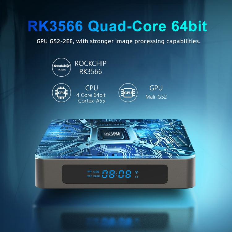 X96 X6 8K Smart TV BOX Android 11.0 Media Player, RK3566 Quad Core ARM Cortex A55, RAM: 4GB, ROM: 32GB