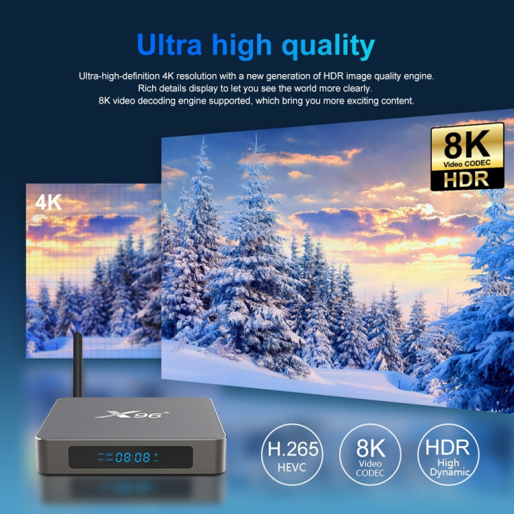 X96 X6 8K Smart TV BOX Android 11.0 Media Player, RK3566 Quad Core ARM Cortex A55, RAM: 8GB, ROM: 64GB Reluova