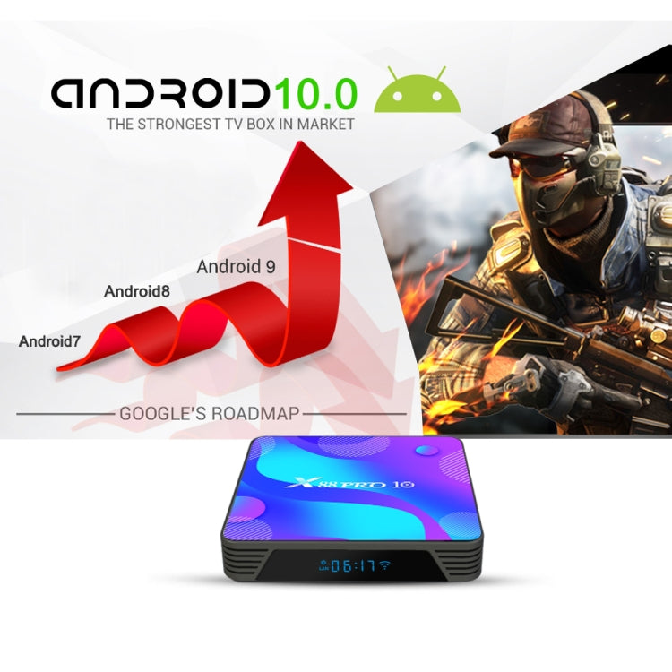 X88 PRO10 4K Smart TV BOX Android 11.0 Media Player, RK3318 Quad-Core 64bit Cortex-A53,