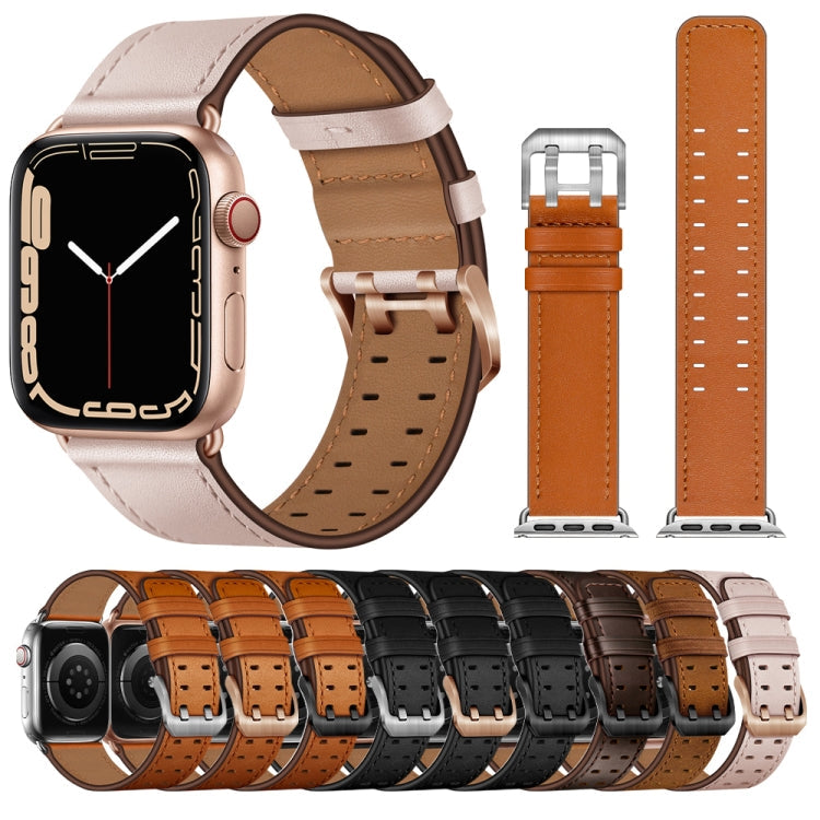 Double Buckles Leather Watch Band For Apple Watch Series