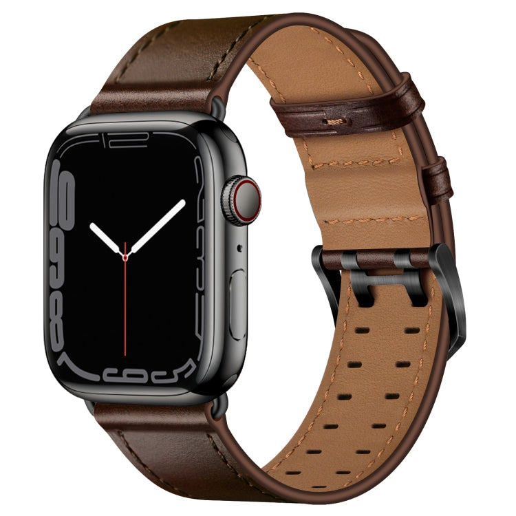 Double Buckles Leather Watch Band For Apple Watch Series