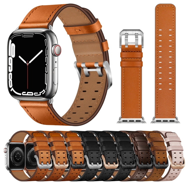 Double Buckles Leather Watch Band For Apple Watch Series