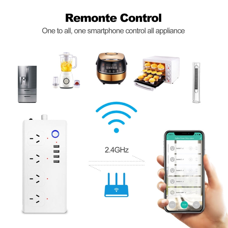 SM-SO301-A 4 Holes + 4 USB 2000W Multi-purpose Smart Power Strip, AU Plug Reluova