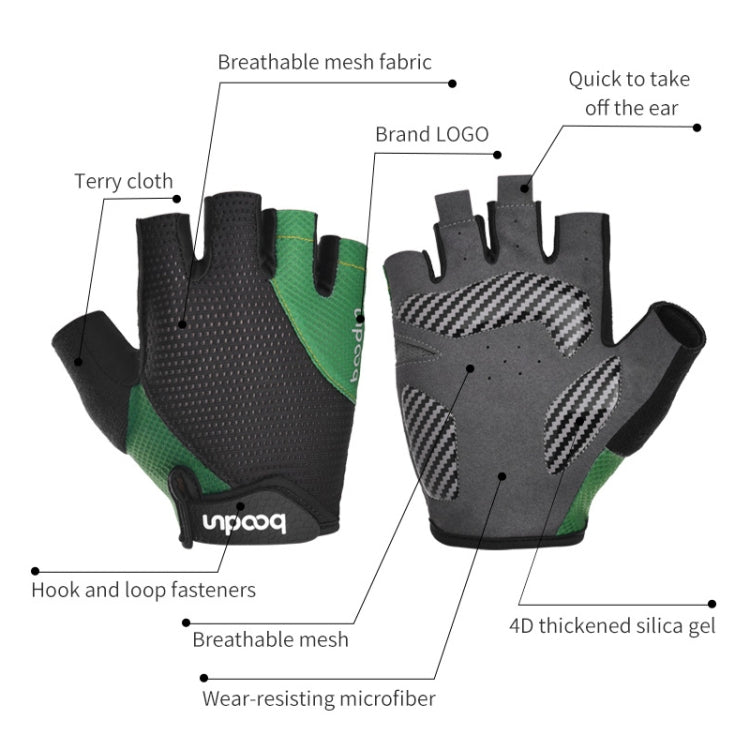 BOODUN 1408 4D Silicone Shock Absorbing Half Finger Breathable Bicycle Outdoor Riding Gloves Reluova