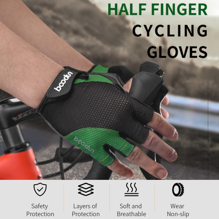 BOODUN 1408 4D Silicone Shock Absorbing Half Finger Breathable Bicycle Outdoor Riding Gloves Reluova