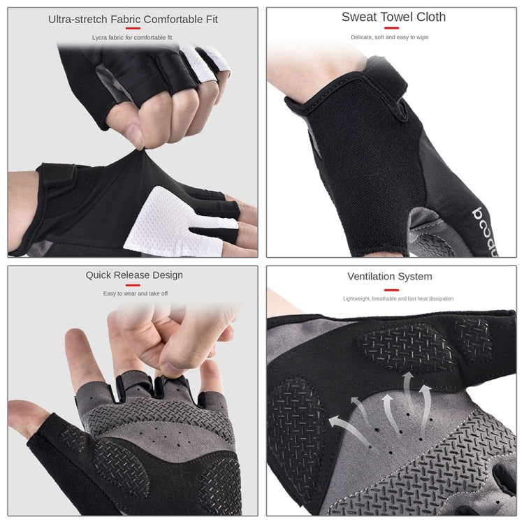 BOODUN Non-slip Half Finger Shock Absorption Breathable Heat Dissipation Outdoor Riding Gloves Reluova