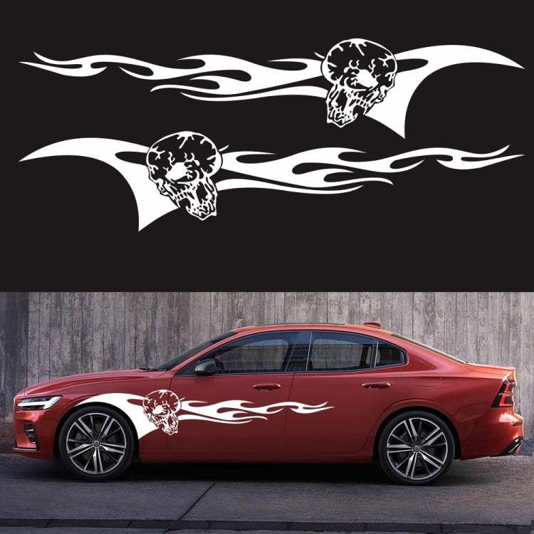 2 PCS/Set D-964 Skull Flame Pattern Car Modified Decorative Sticker-Reluova