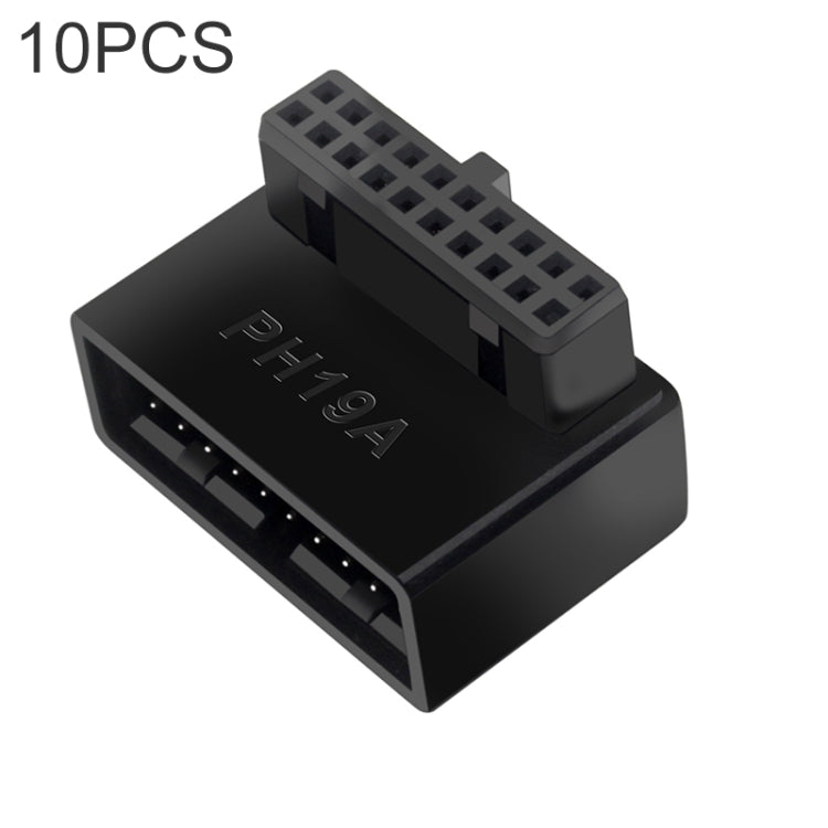 10 PCS 3.0 19P 20P 90 Degree Motherboard Male To Female Extension Adapter, Model: