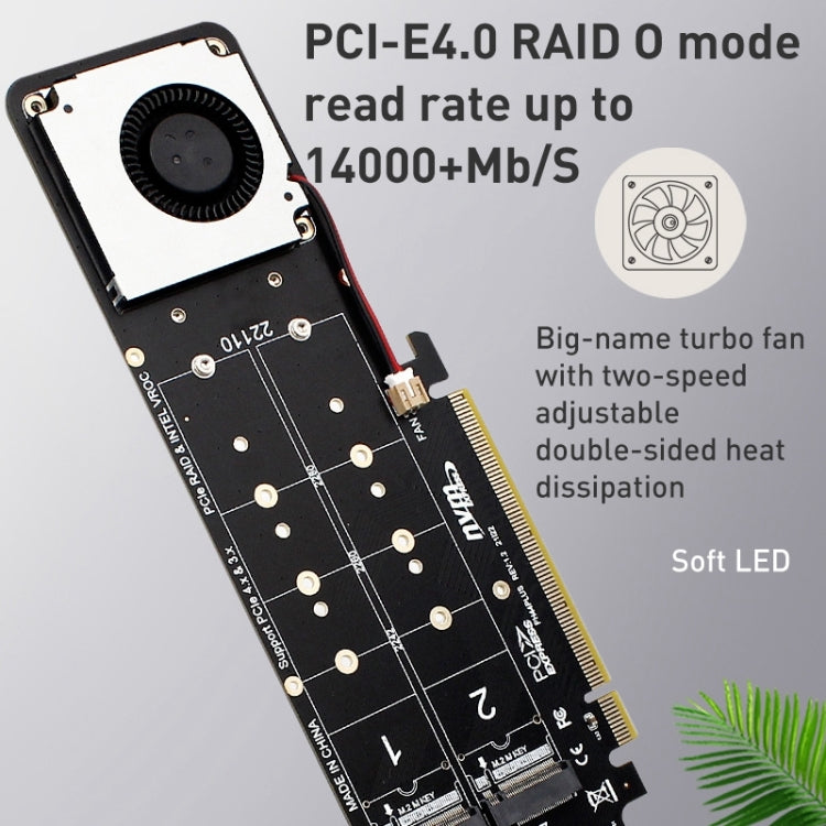 PCIe X16 to M.2 M-key NVMEx4 SSD RAID Converter Card