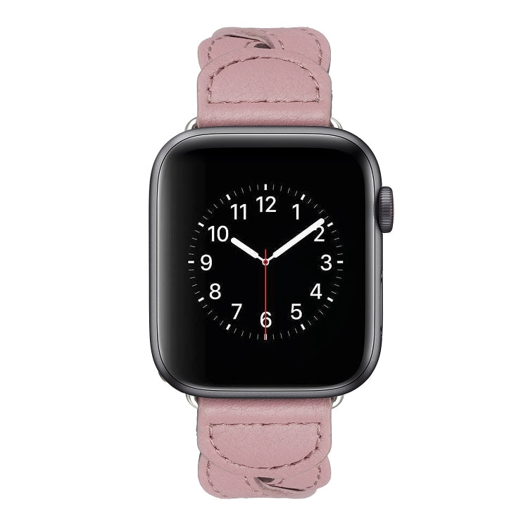 Twist Stitched Genuine Leather Watch Band For Apple Watch Series