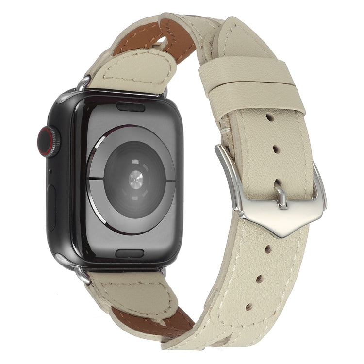 Twist Stitched Genuine Leather Watch Band For Apple Watch Series