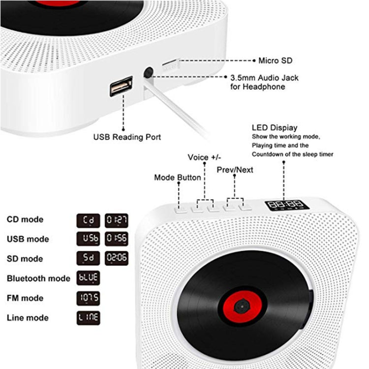 Kecag KC-809 Portable Bluetooth Album CD Player Player