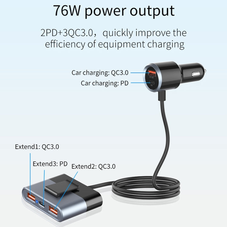 SC03 76W Output PD / QC3.0 Fast Charge Extended Car Charger