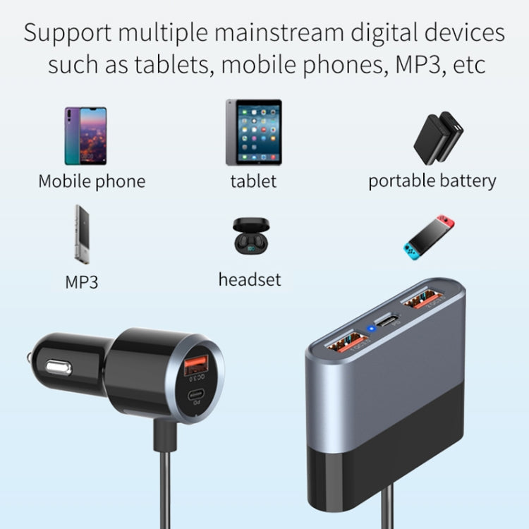 SC03 76W Output PD / QC3.0 Fast Charge Extended Car Charger ÎҵÄÉ̵ê