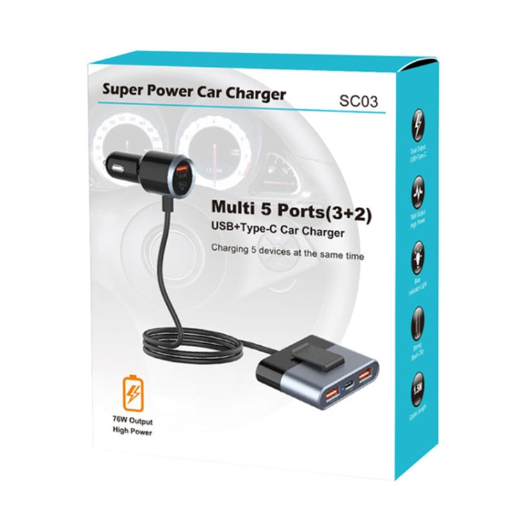 SC03 76W Output PD / QC3.0 Fast Charge Extended Car Charger ÎҵÄÉ̵ê