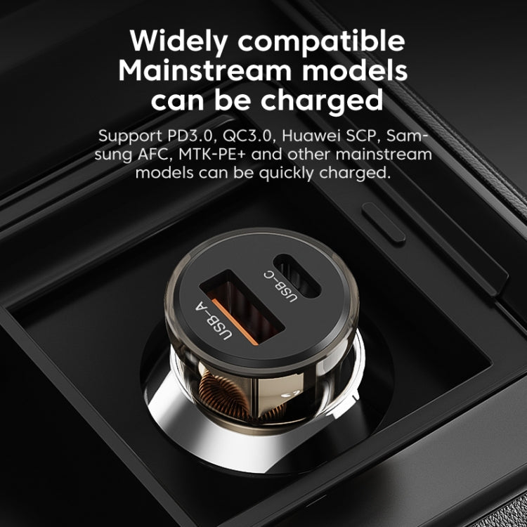 C12P 48W USB + Type-C Dual Port Transparent Mini Car Charger