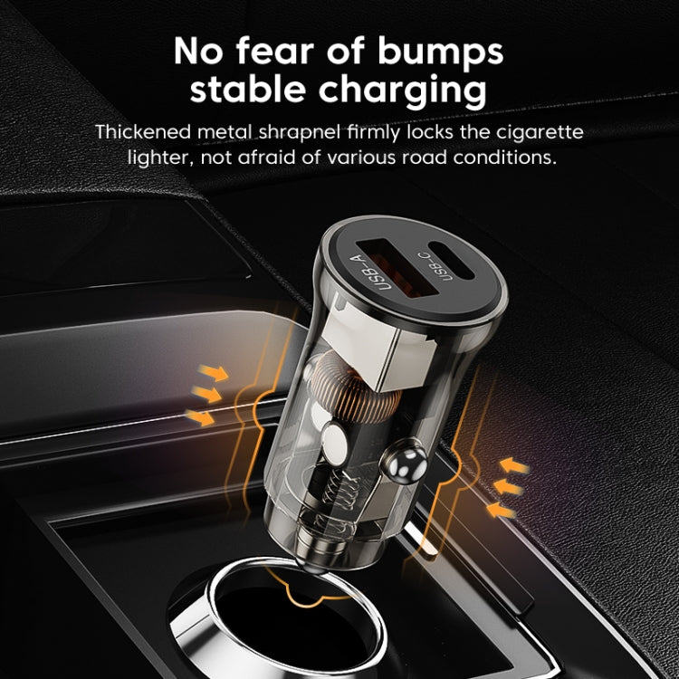 C12P 48W USB + Type-C Dual Port Transparent Mini Car Charger