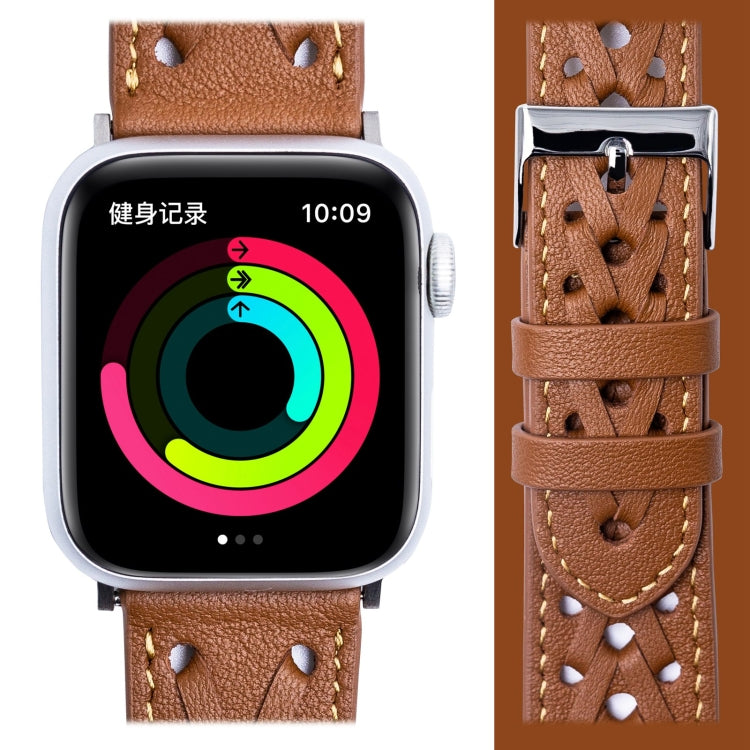 Genuine Leather Woven Watch Strap For Apple Watch Series