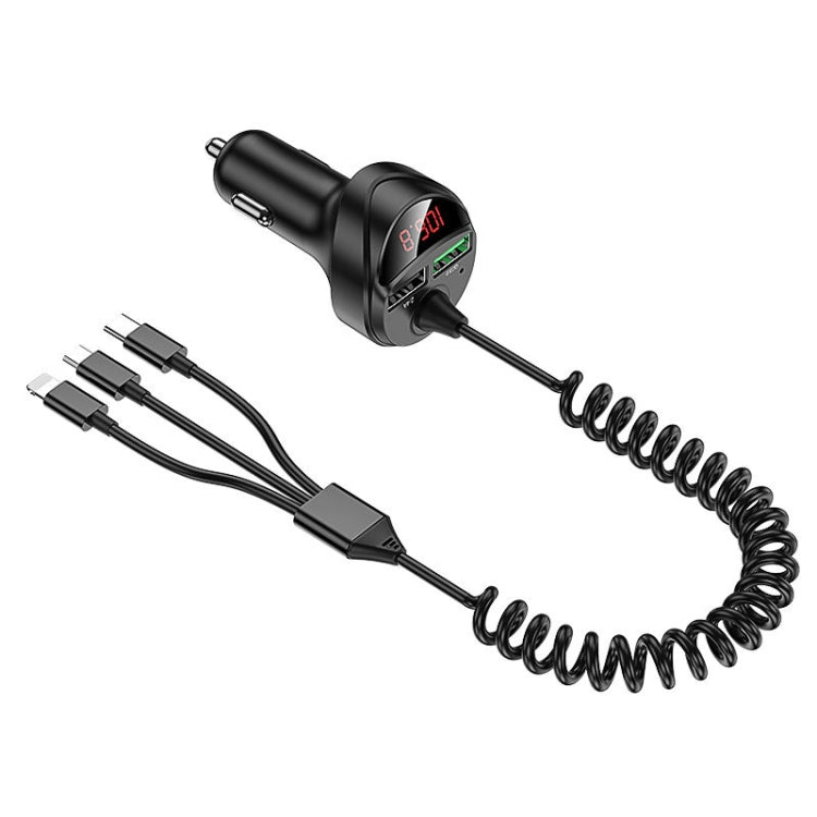 C68 LED Digital Display QC3.0 Fast Car Charger 3 in 1 with Spring Cable ÎҵÄÉ̵ê