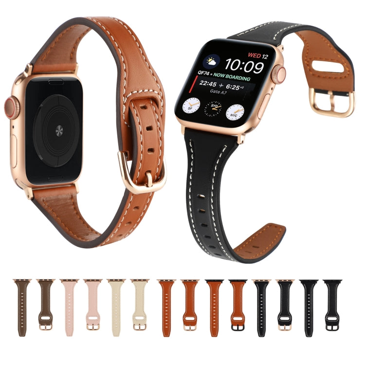 T-shaped Genuine Leather Starry Sky Watch Band For Apple Watch Series