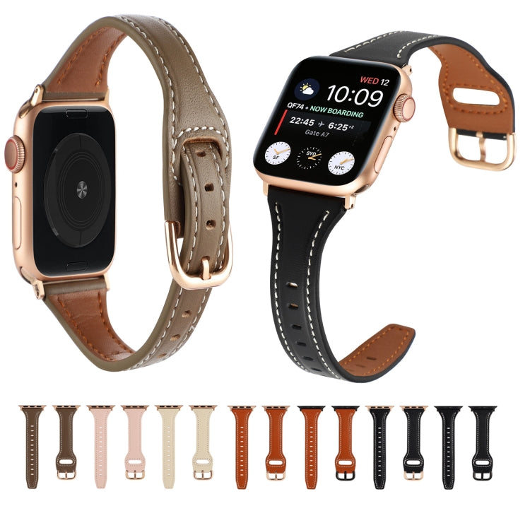 T-shaped Genuine Leather Starry Sky Watch Band For Apple Watch Series