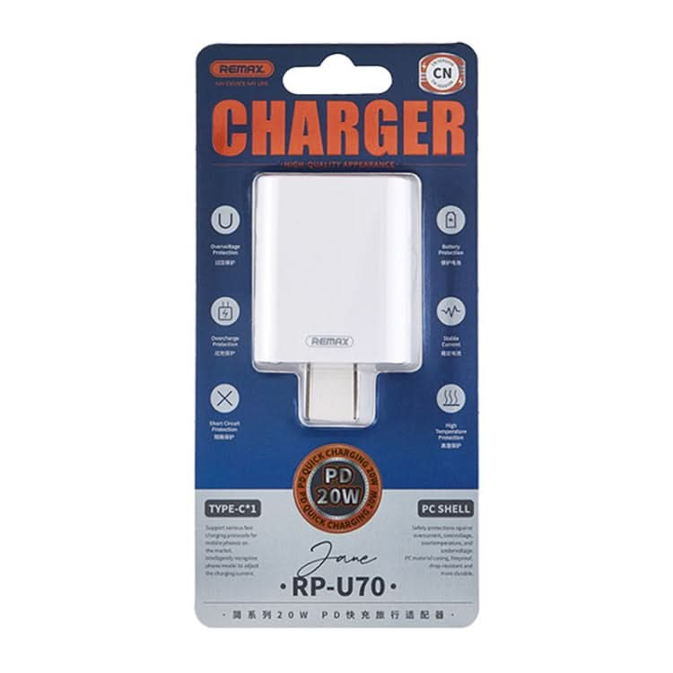 REMAX RP-U70 Jane Series 20W USB-C/Type-C PD Fast Charger