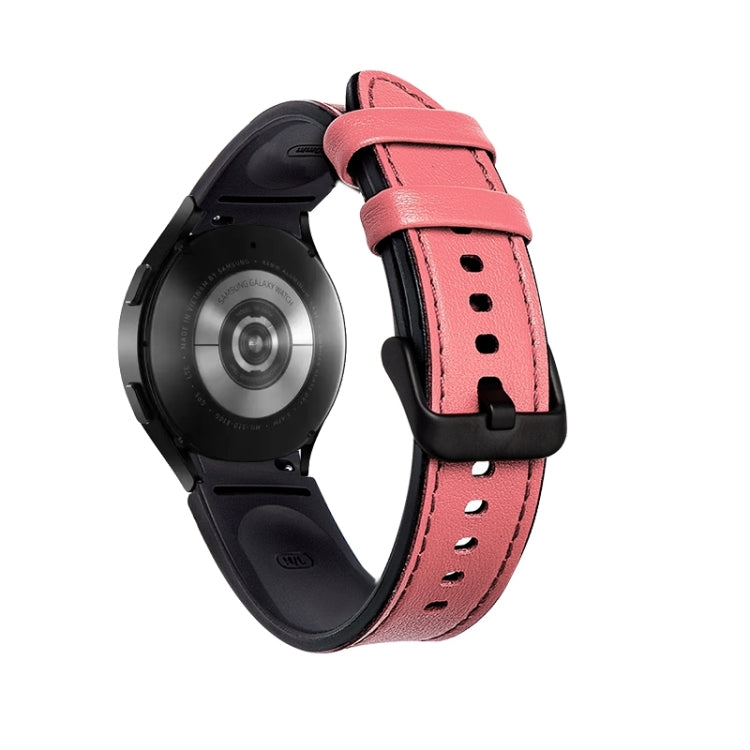 Silicone + Leather Black Buckle Watch Band