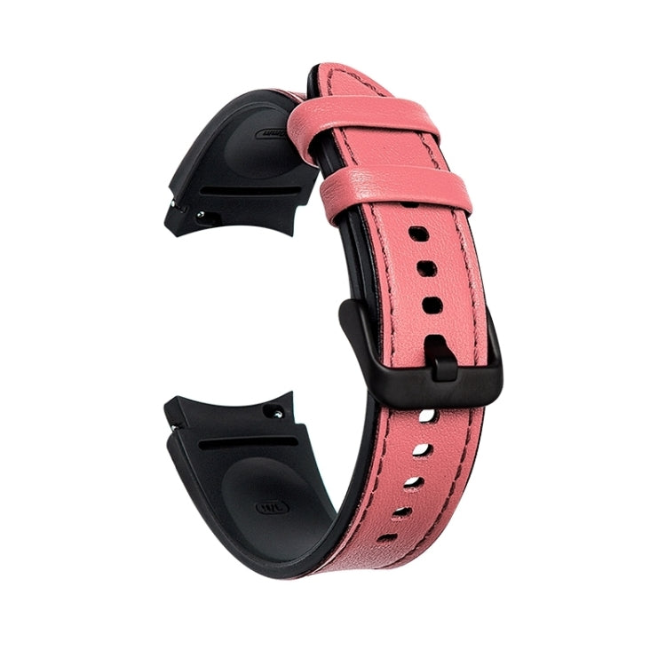 Silicone + Leather Black Buckle Watch Band