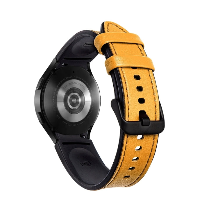 Silicone + Leather Black Buckle Watch Band