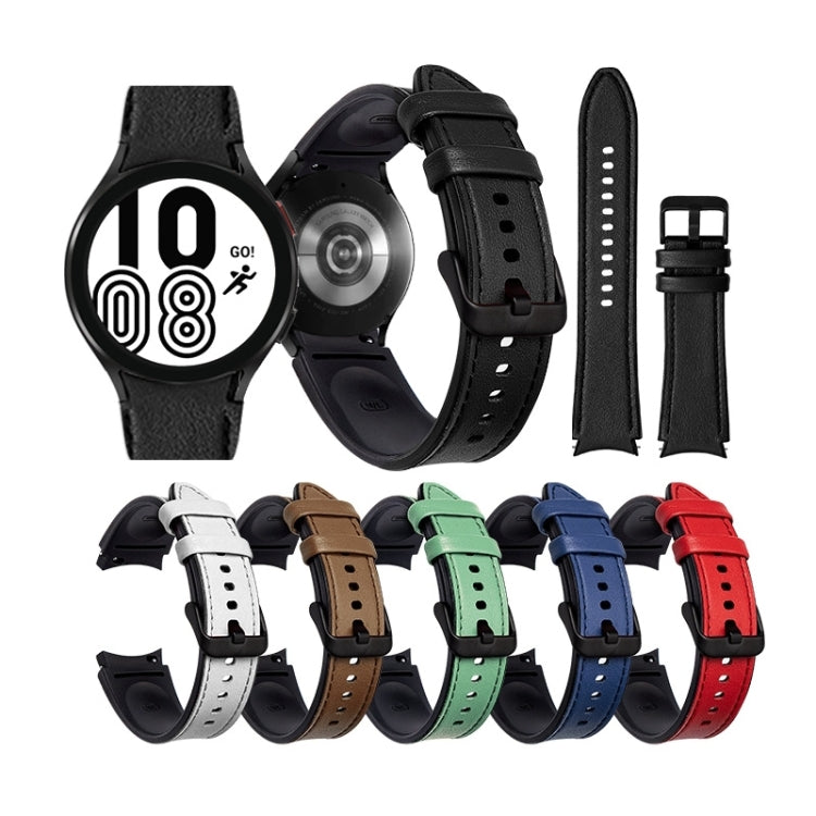 Silicone + Leather Black Buckle Watch Band