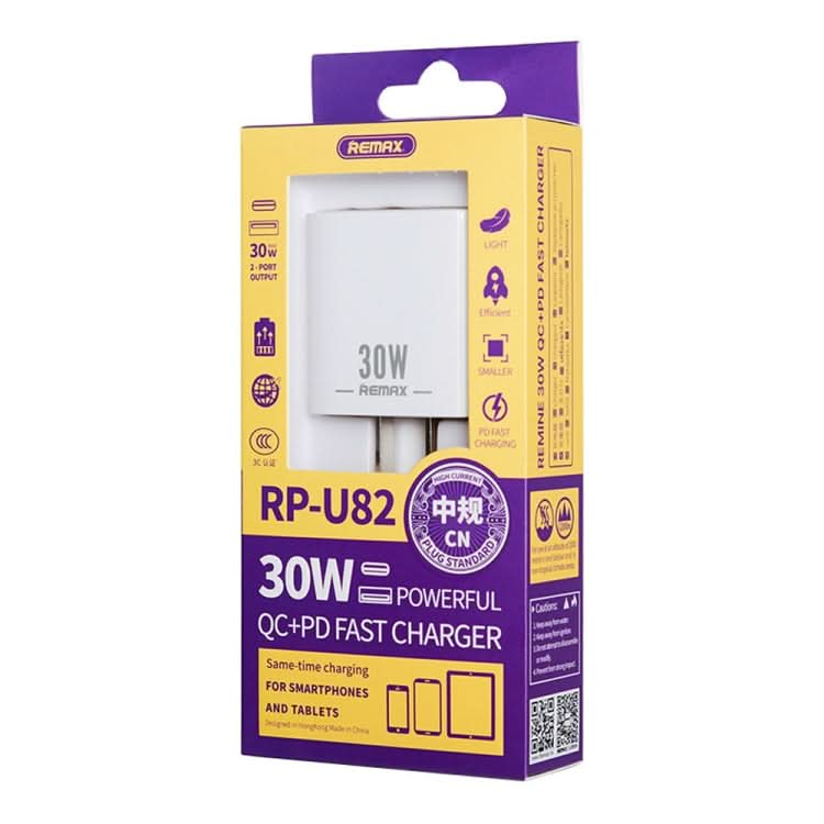 REMAX RP-U82 30W USB+USB-C/Type-C Dual Interface Fast Charger