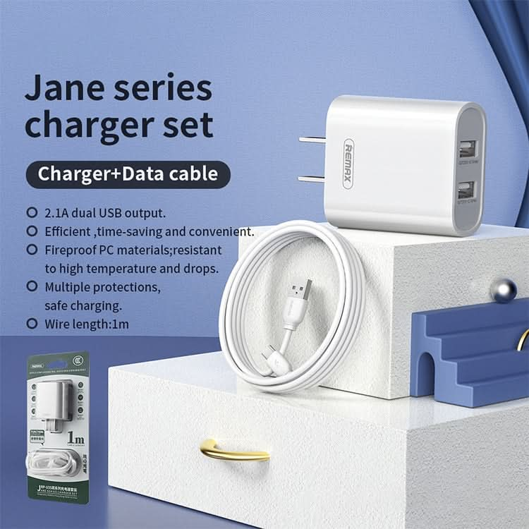 REMAX RP-U35 Jane Series 2.1A Dual USB Port Fast Charger Set