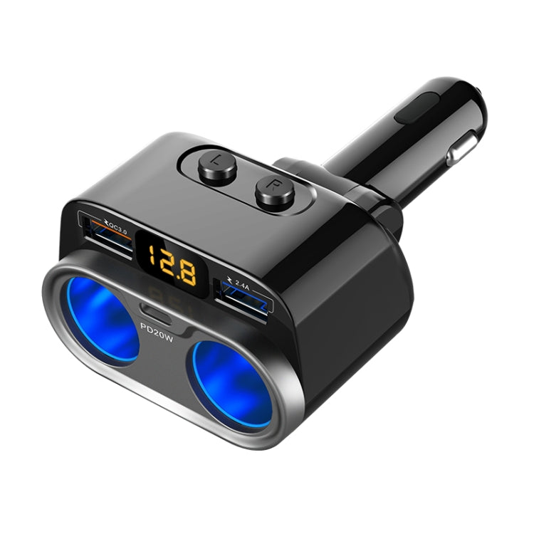 C47PQ Car Cigarette Lighter + Dual USB + Type-C Car Charger