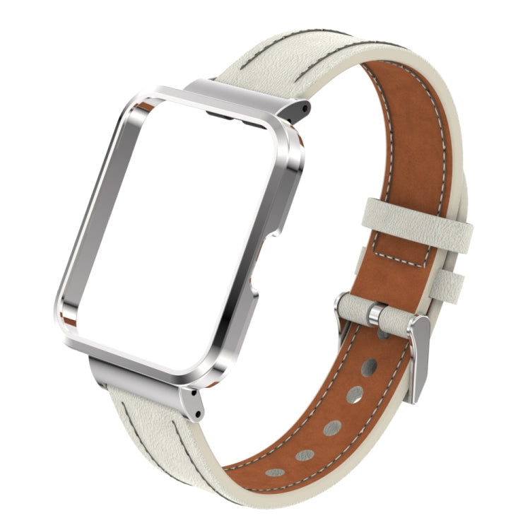 Genuine Leather Metal Case Integrated Watch Band