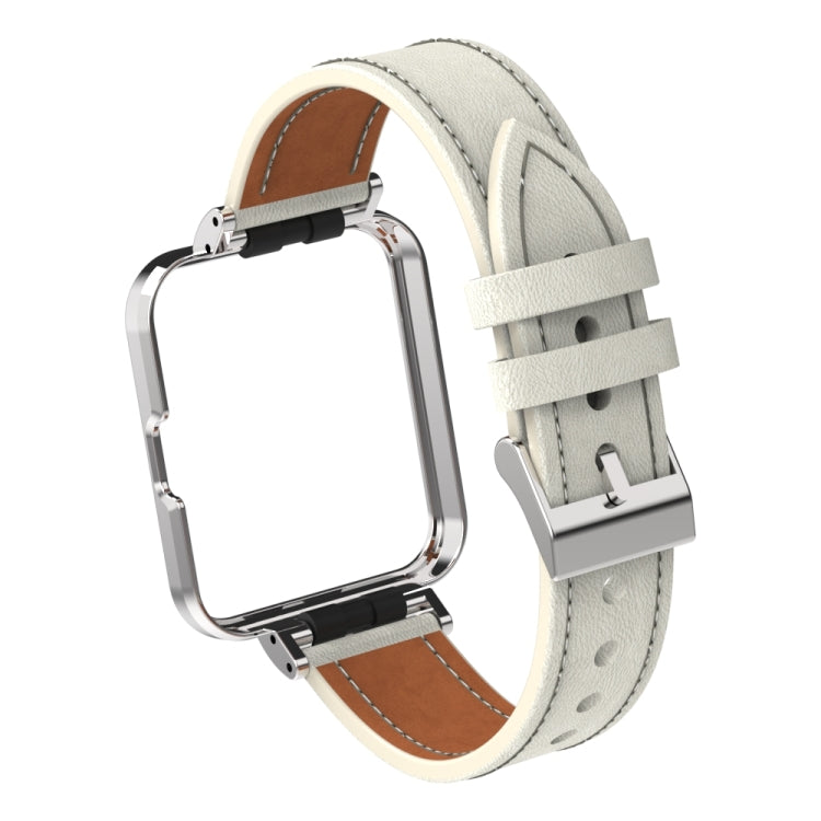 Genuine Leather Metal Case Integrated Watch Band