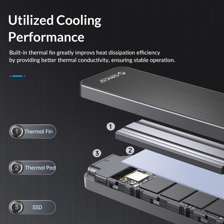 ORICO HM2C3-BK USB3.1 Gen1 Type-C 6Gbps M.2 SATA SSD Enclosure