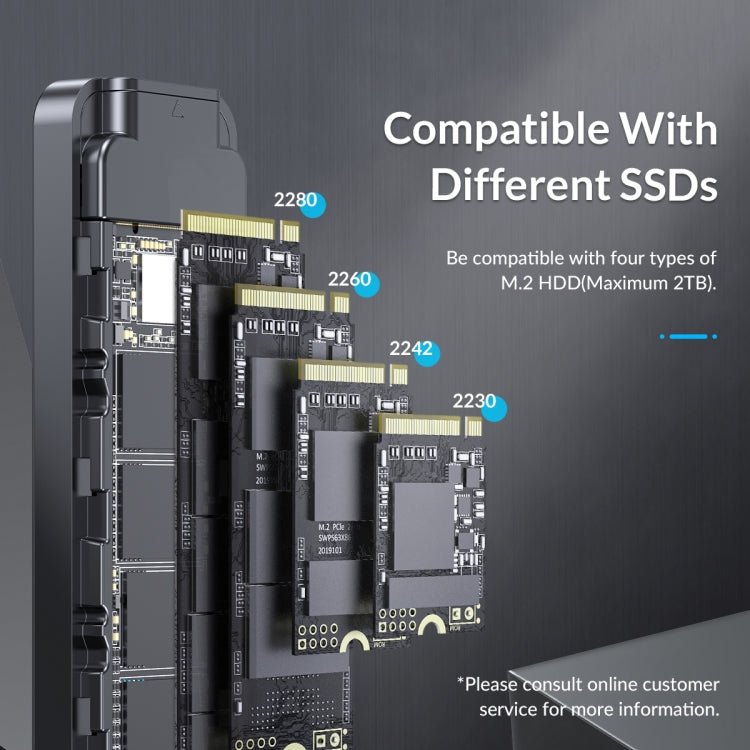 ORICO HM2C3-BK USB3.1 Gen1 Type-C 6Gbps M.2 SATA SSD Enclosure