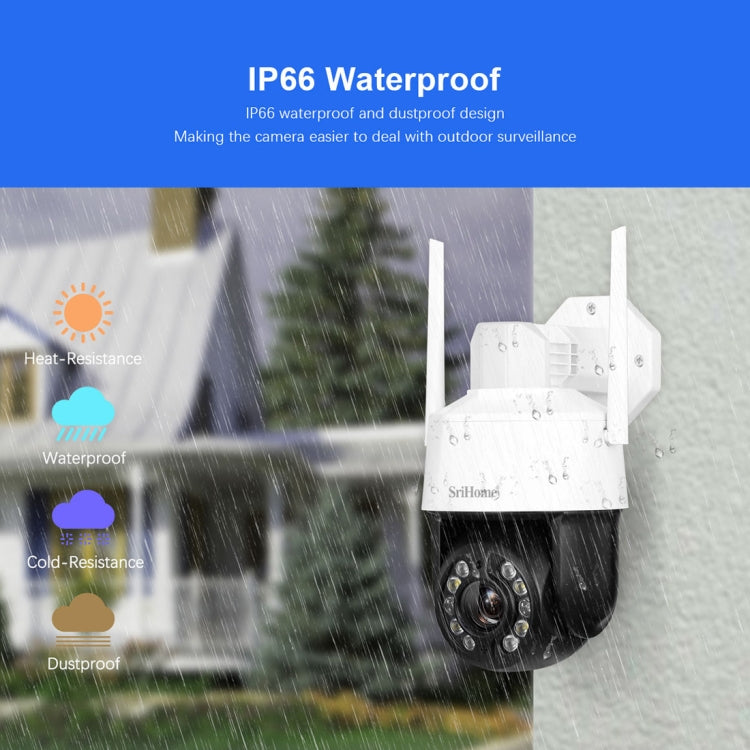 SriHome SH041 5.0MP 20X Optical Zoom 2.4G/5G WiFi Waterproof AI Auto Tracking H.265 Video Surveillance