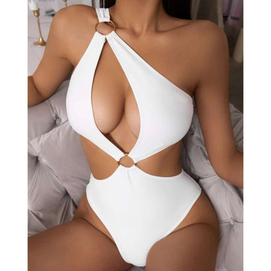 Solid Color One Piece Bikini Swimsuit