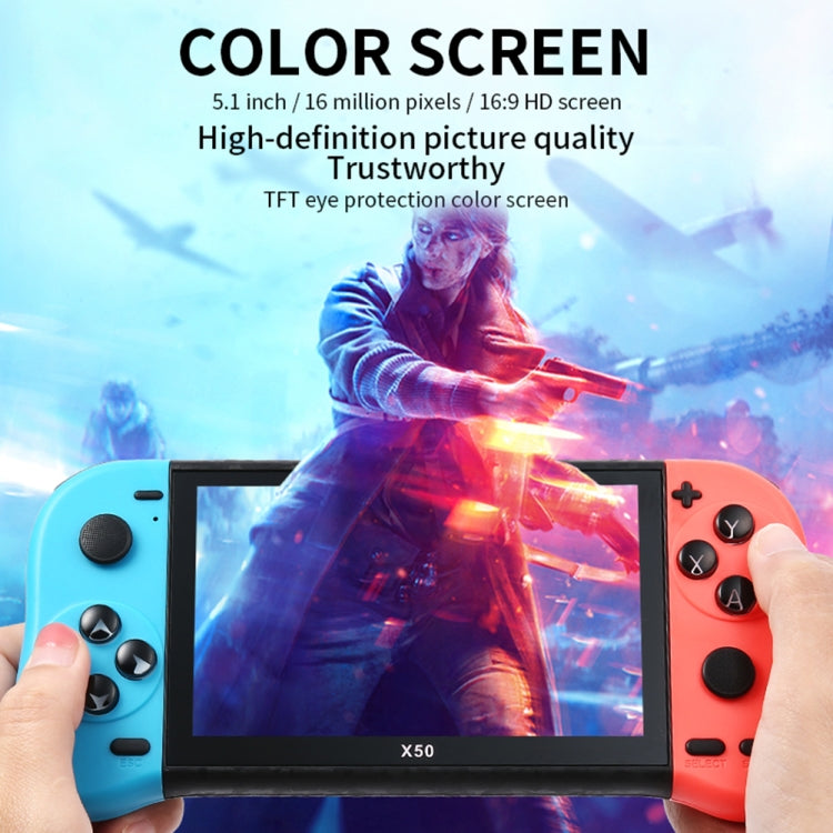 X50 5.1 inch Screen Handheld Retro Game Console 8G Memory with 6000+ Games