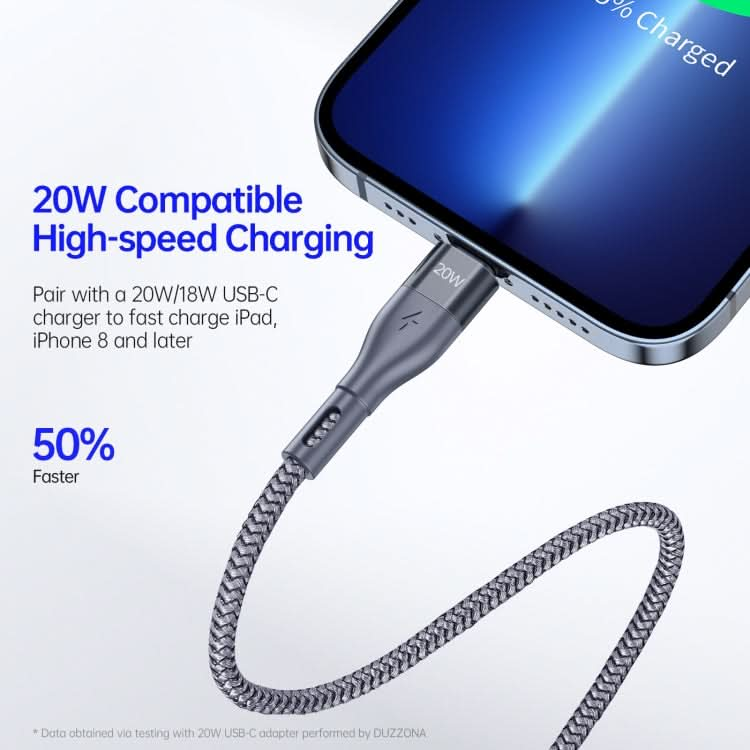 DUZZONA A1 PD 20W Type-C to 8 Pin Fast Charging Data Cable, Length: 1m