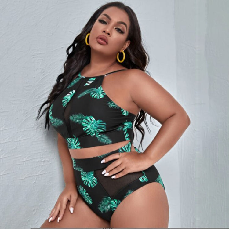 Sexy Plus Size Printed Split High Waist Bikini Swimsuit My Store