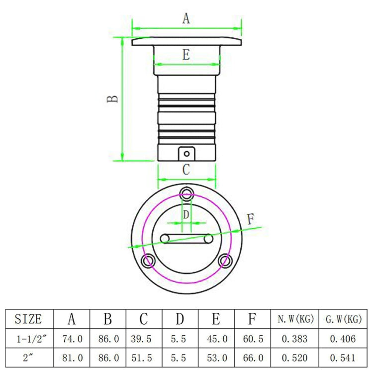 Stainless Steel Yacht Universal Fuel Filler ÎҵÄÉ̵ê